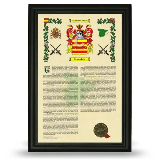 De cordoba Armorial History Framed - Black
