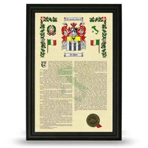 De falco Armorial History Framed - Black