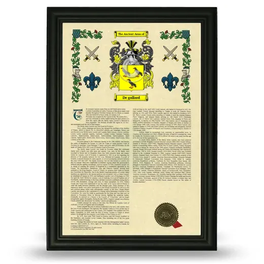 De gallard Armorial History Framed - Black