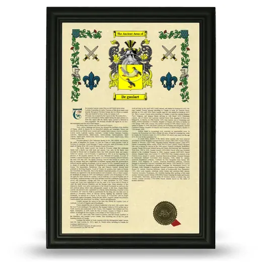 De gaulart Armorial History Framed - Black