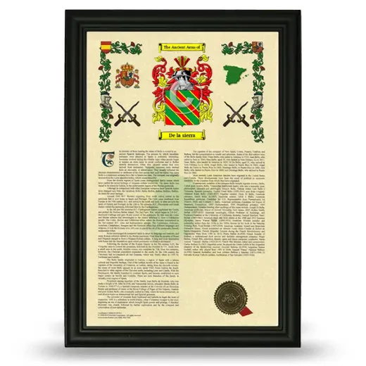 De la sierra Armorial History Framed - Black