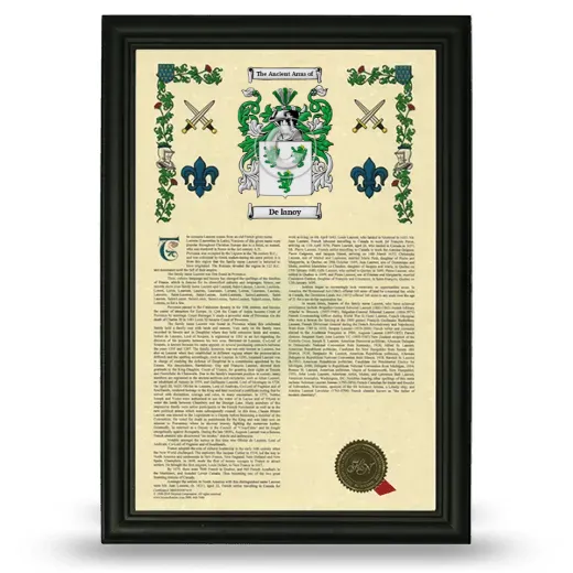 De lanoy Armorial History Framed - Black