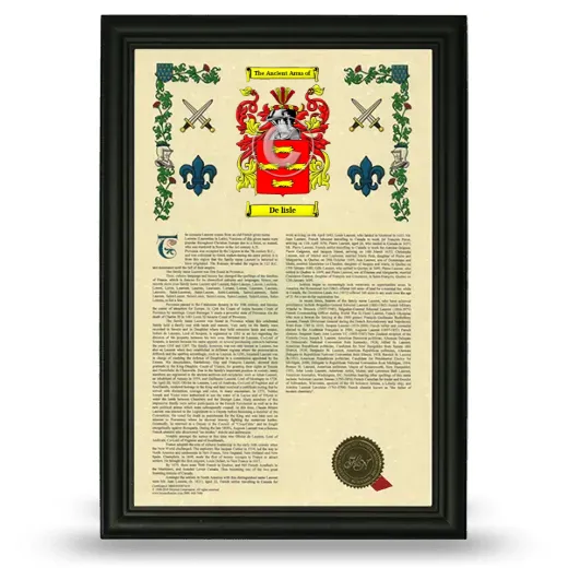 De lisle Armorial History Framed - Black