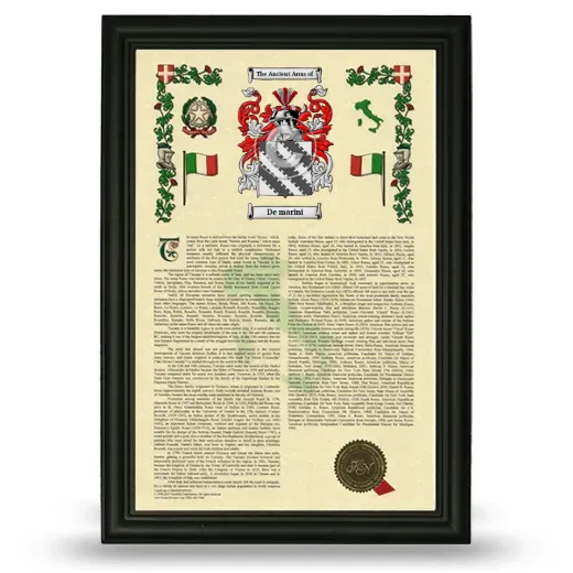 De marini Armorial History Framed - Black