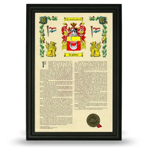 De pieters Armorial History Framed - Black