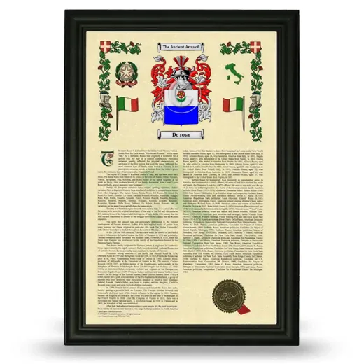De rosa Armorial History Framed - Black