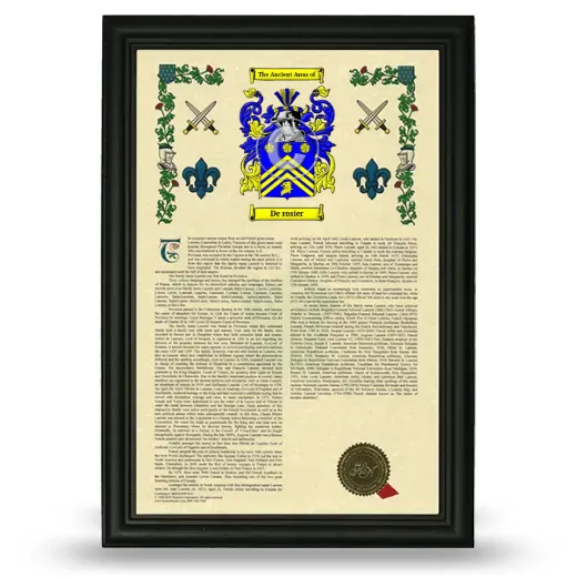De rosier Armorial History Framed - Black