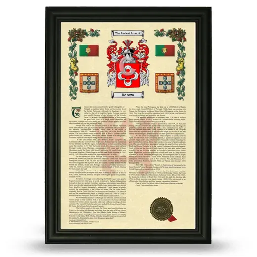 De soza Armorial History Framed - Black