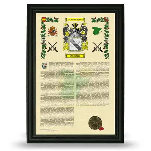 De zúñiga Armorial History Framed - Black