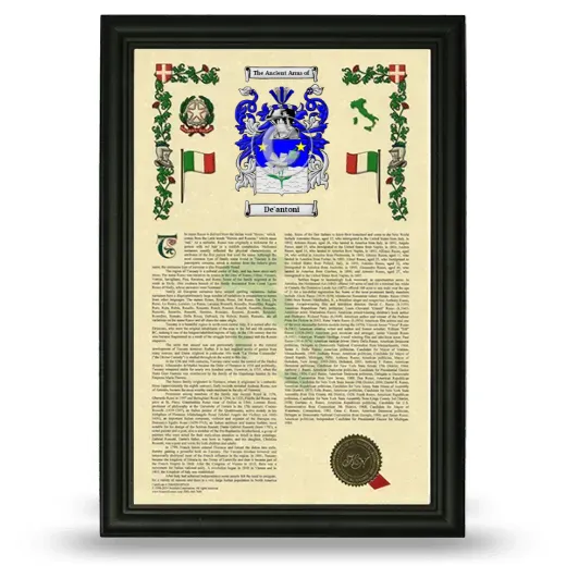 De'antoni Armorial History Framed - Black