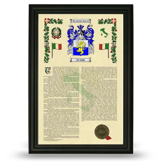 De'carlo Armorial History Framed - Black