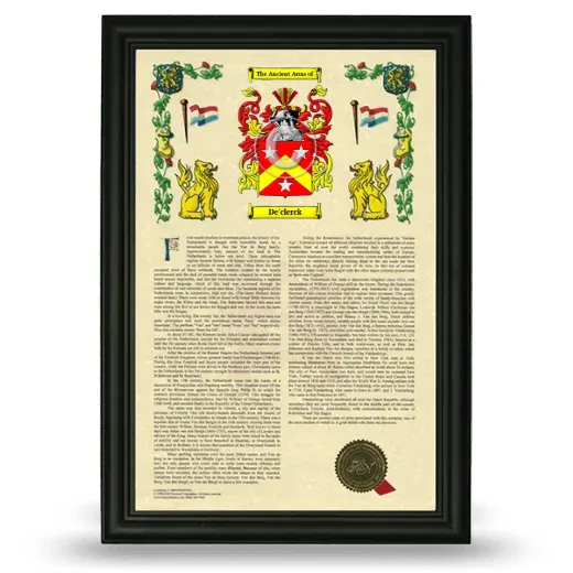 De'clerck Armorial History Framed - Black