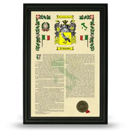 De'domenico Armorial History Framed - Black