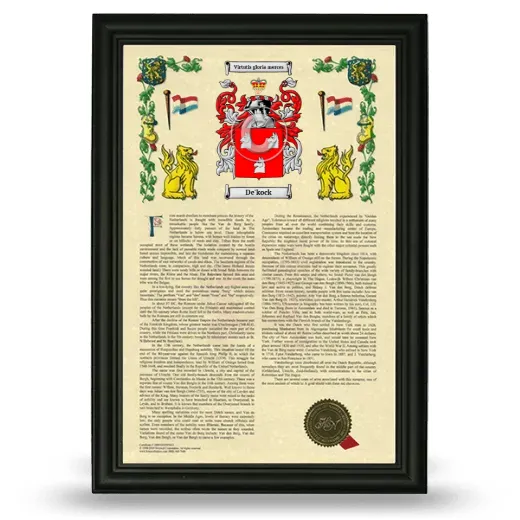 De'kock Armorial History Framed - Black