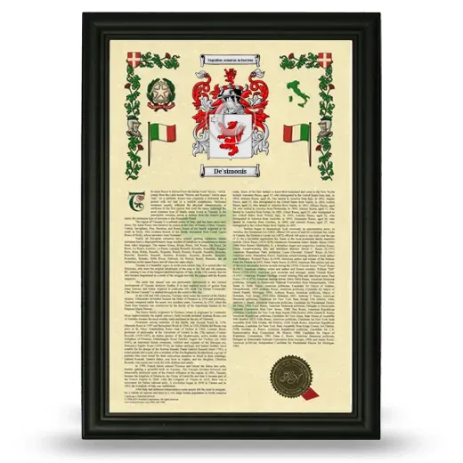 De'simonis Armorial History Framed - Black