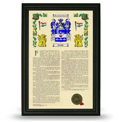 De'witt Armorial History Framed - Black