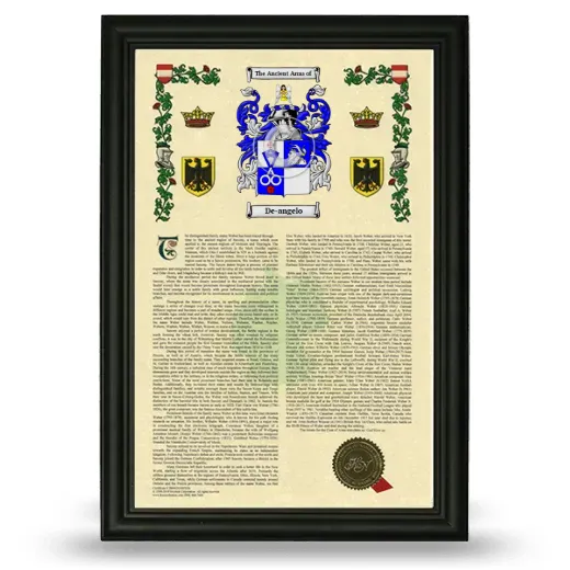 De-angelo Armorial History Framed - Black