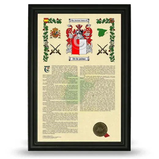 De-la-palma Armorial History Framed - Black