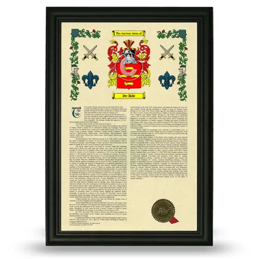 De-lisle Armorial History Framed - Black