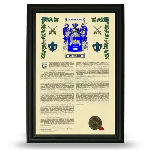 De-robillard Armorial History Framed - Black