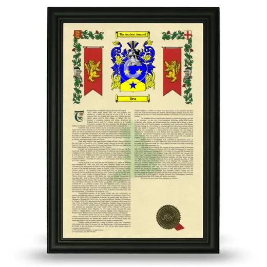 Dea Armorial History Framed - Black