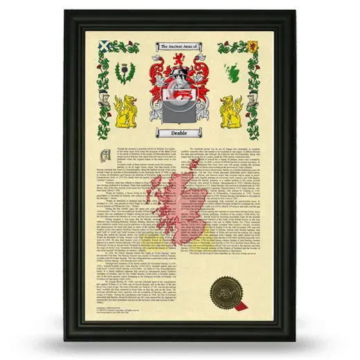 Deable Armorial History Framed - Black