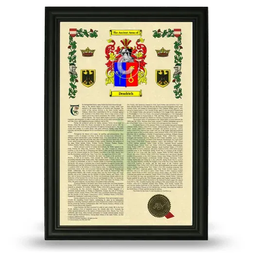 Deadrich Armorial History Framed - Black
