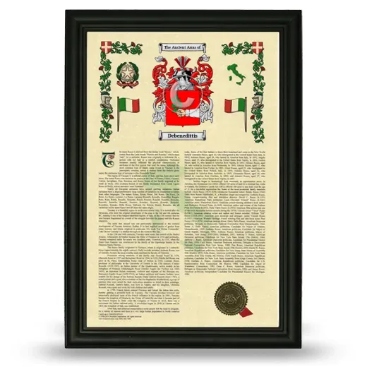 Debenedittis Armorial History Framed - Black