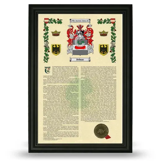 Debnar Armorial History Framed - Black