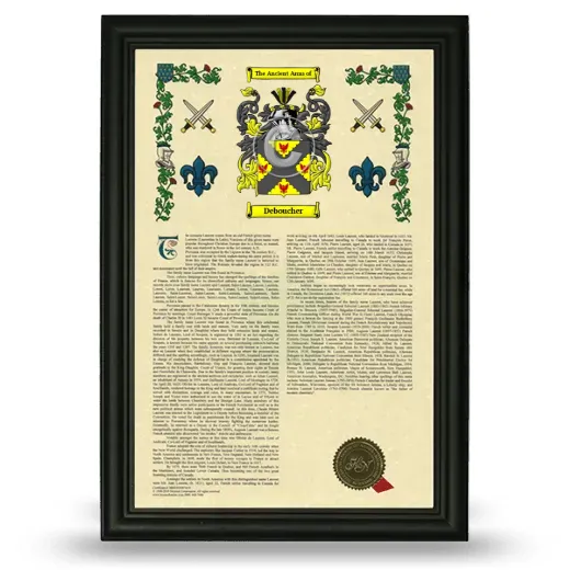 Deboucher Armorial History Framed - Black