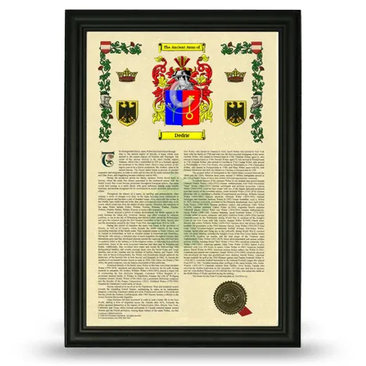 Dedric Armorial History Framed - Black
