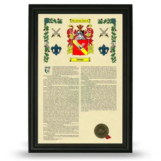 Defaye Armorial History Framed - Black