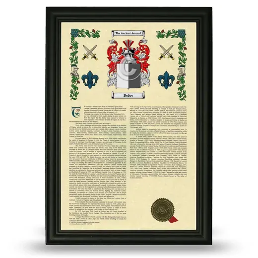 Defoy Armorial History Framed - Black