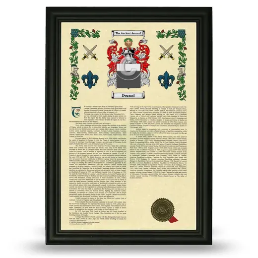 Degand Armorial History Framed - Black