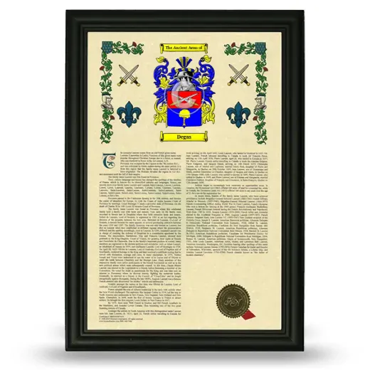 Degas Armorial History Framed - Black