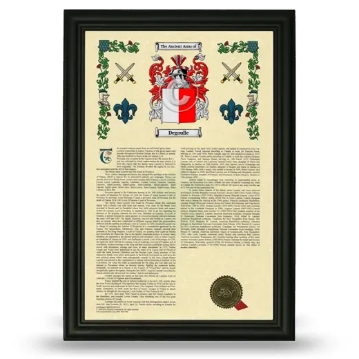 Degaulle Armorial History Framed - Black