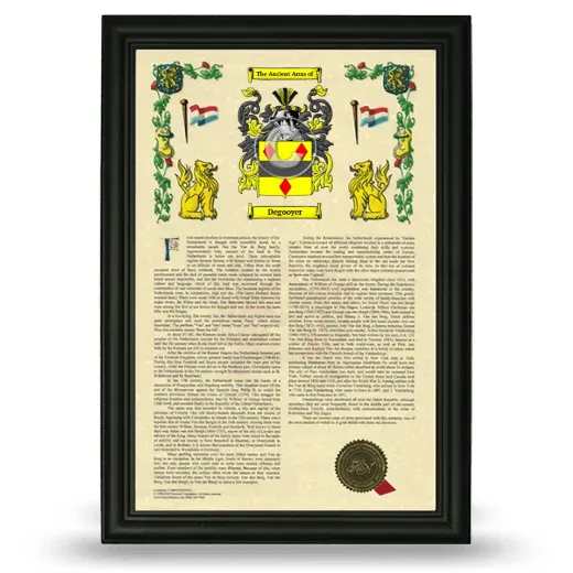 Degooyer Armorial History Framed - Black