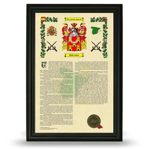 Dela-torre Armorial History Framed - Black