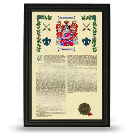 Delabelleville Armorial History Framed - Black