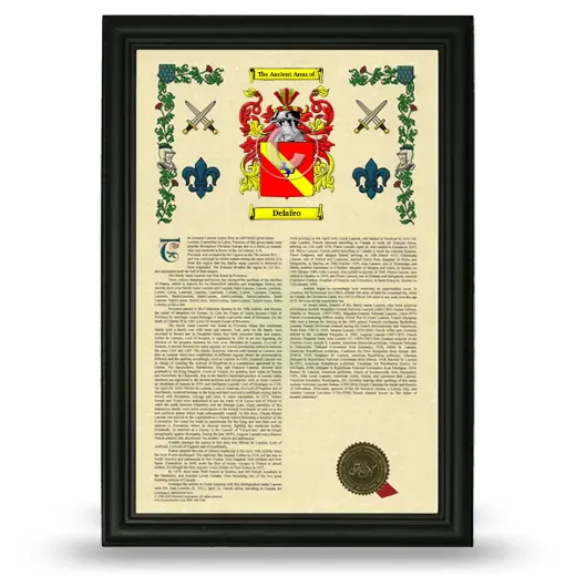 Delafeo Armorial History Framed - Black