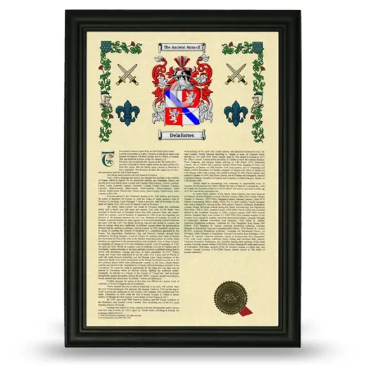 Delafortes Armorial History Framed - Black