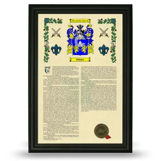 Delajen Armorial History Framed - Black