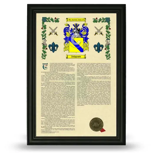 Delaporte Armorial History Framed - Black