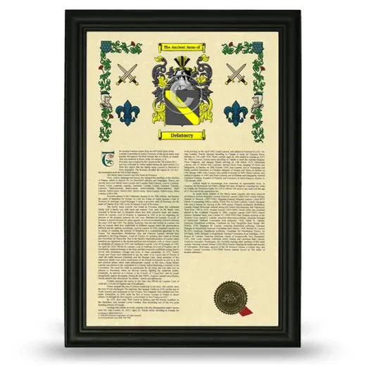 Delatorcy Armorial History Framed - Black