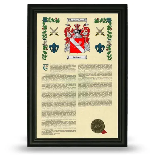 Delfonts Armorial History Framed - Black