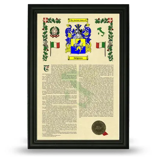 Delgreco Armorial History Framed - Black