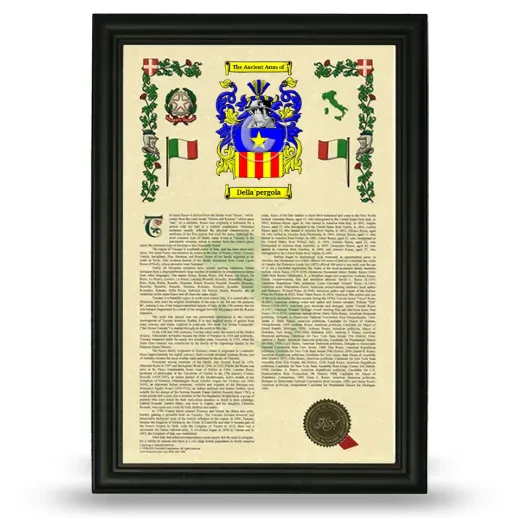 Della'pergola Armorial History Framed - Black