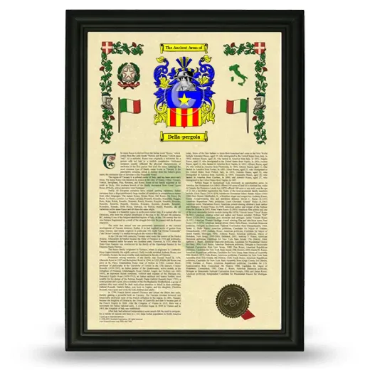 Della-pergola Armorial History Framed - Black