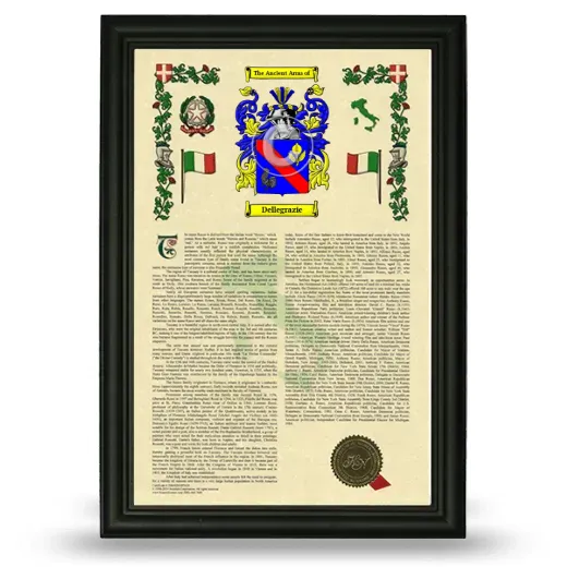 Dellegrazie Armorial History Framed - Black