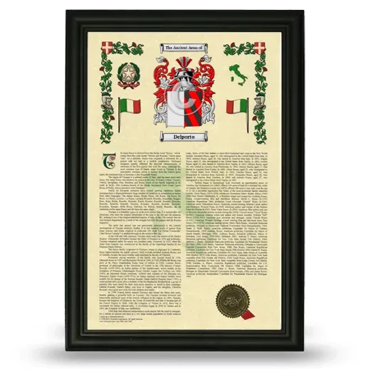 Delporto Armorial History Framed - Black